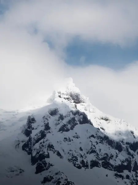 One of Icelands taller peaks hidden by the clouds, measuring around 2000m (6000ft).