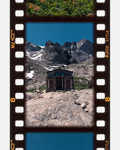 Photos up the trail to longs peak, This one taken less than a quarter mile from the lake, its a small hut ment for search and rescue I belive.